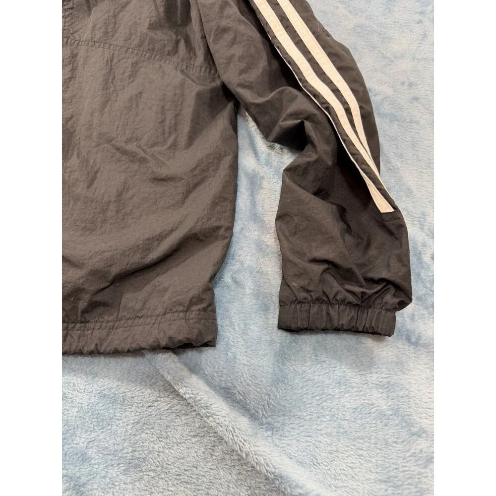 VTG 90s Adidas Windbreaker Jacket Mens S Black White Anorak Pullover Hooded XLNT